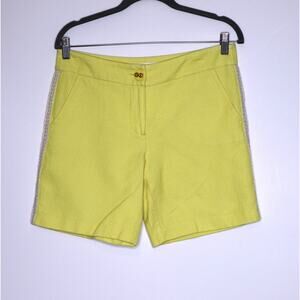 TRINA TURK Tweed Shorts Yellow Braided Side Trim Textured Casual Women's 6